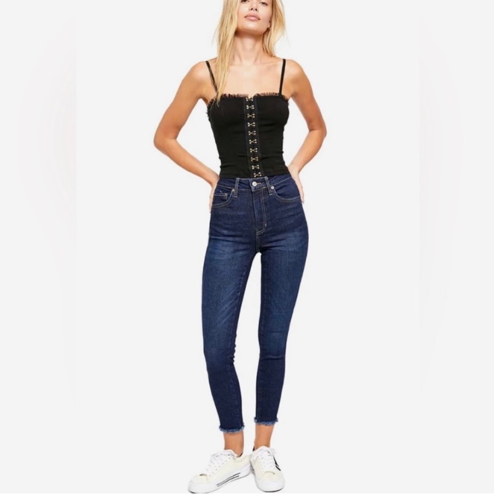 Free People Raw High Rise Jegging in deep indigo